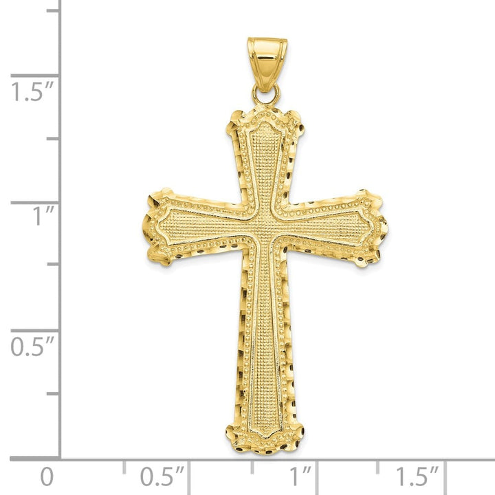 10K Yellow Gold Solid Polished D.C. Extra Large Latin Cross Pendant