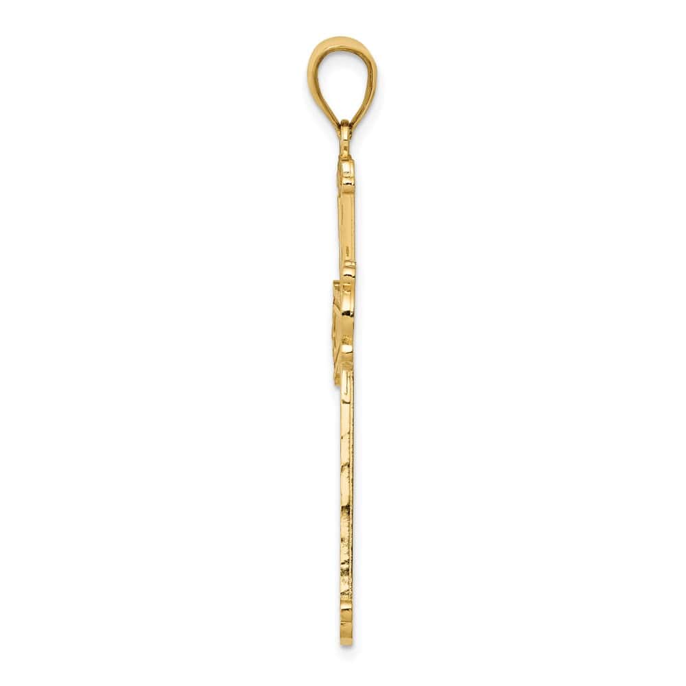 10K Yellow Gold Solid Polished D.C. Extra Large Latin Cross Pendant