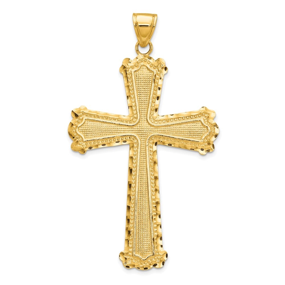 10K Yellow Gold Solid Polished D.C. Extra Large Latin Cross Pendant