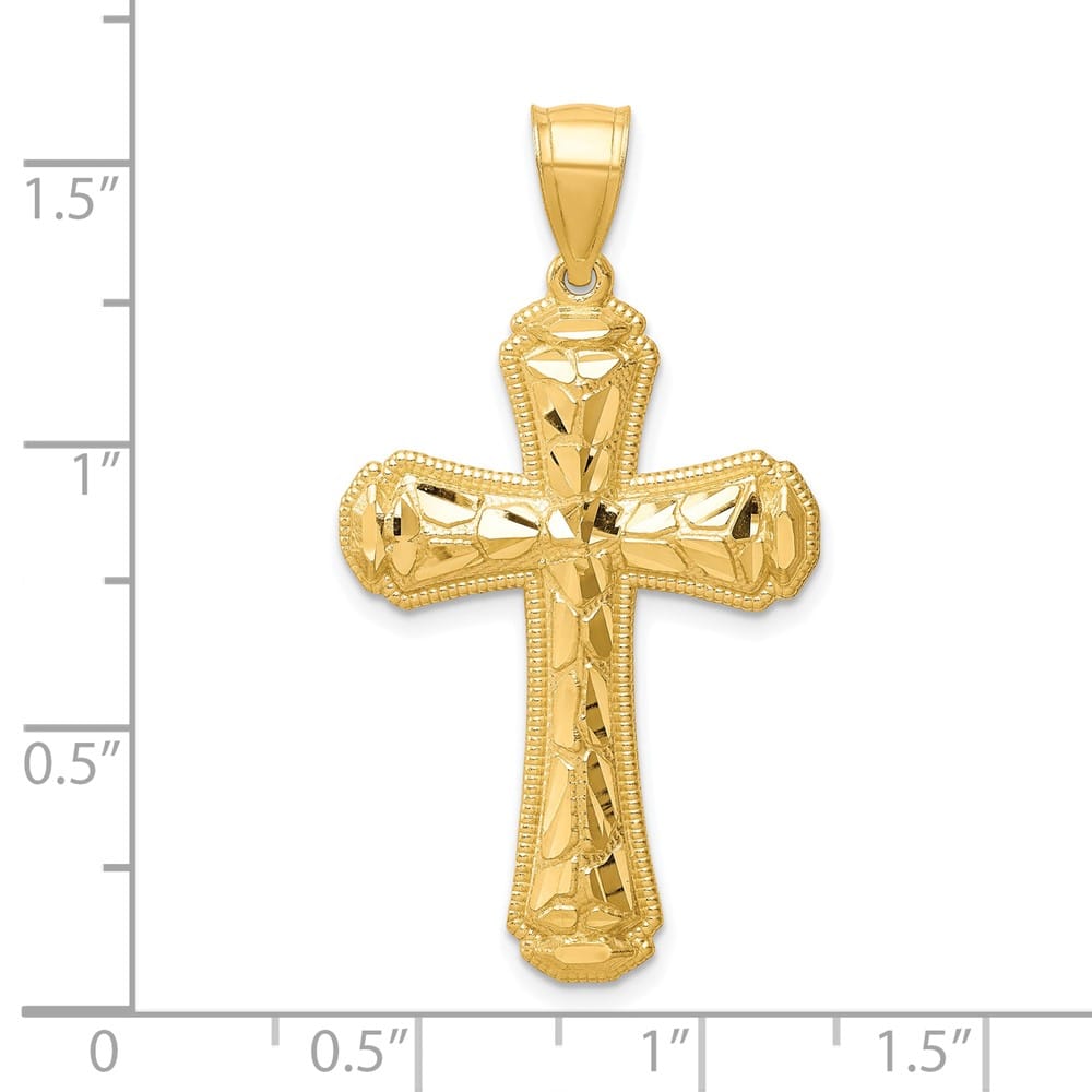10K Yellow Gold Solid Polished D.C. Large Cross Pendant