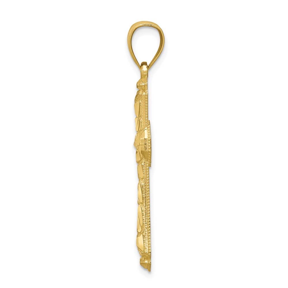 10K Yellow Gold Solid Polished D.C. Large Cross Pendant