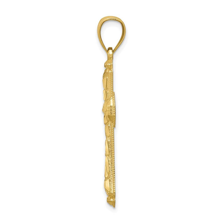 10K Yellow Gold Solid Polished D.C. Large Cross Pendant