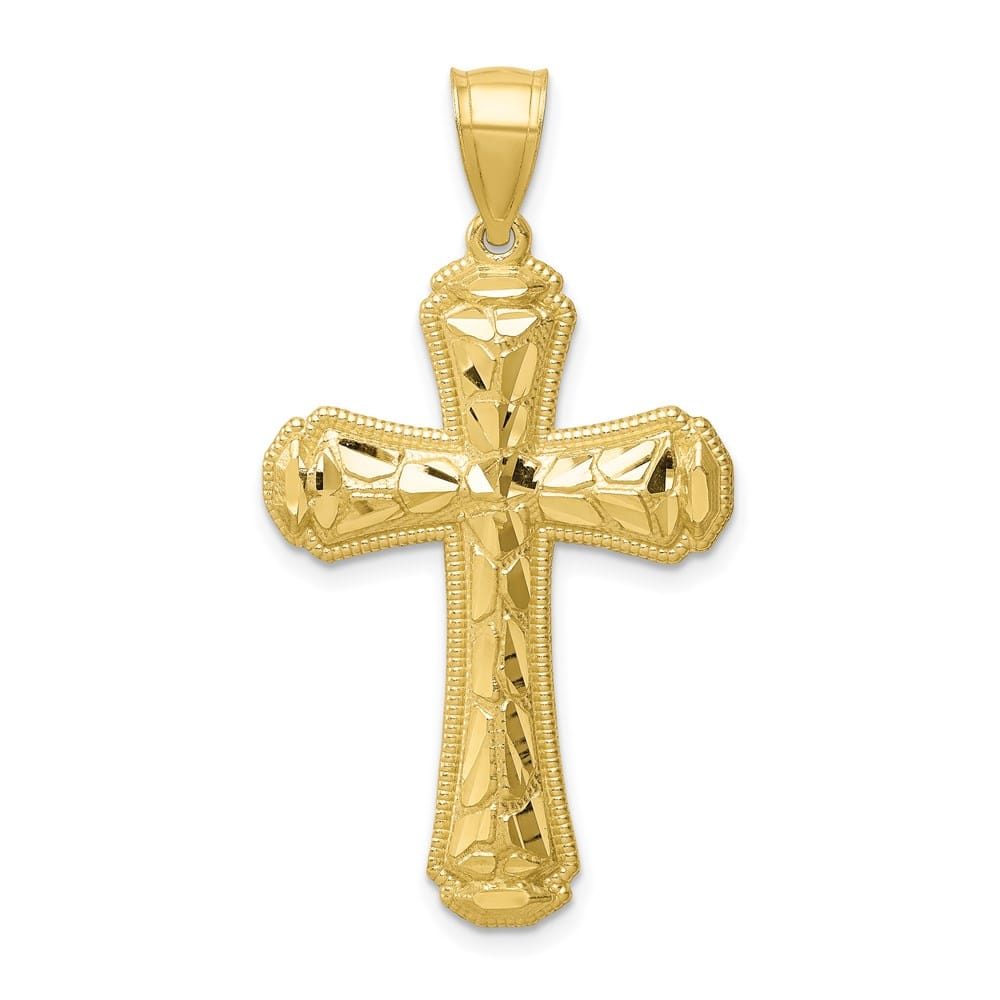 10K Yellow Gold Solid Polished D.C. Large Cross Pendant