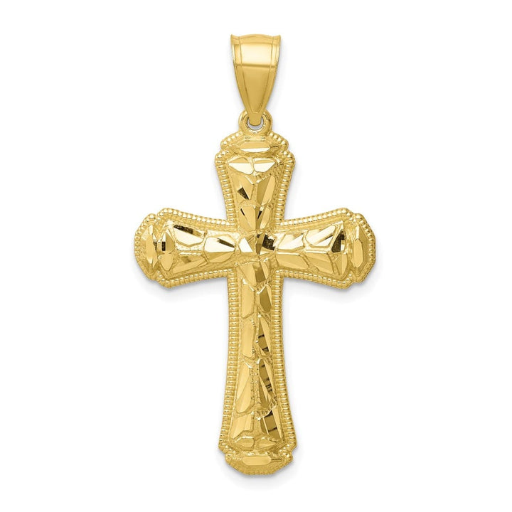 10K Yellow Gold Solid Polished D.C. Large Cross Pendant