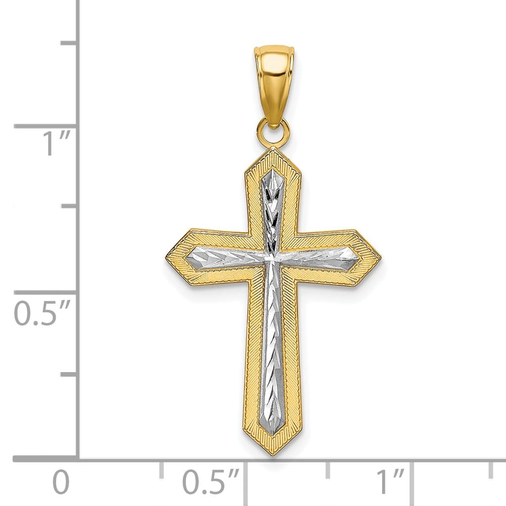 10K Yellow Gold Solid Polished D.C. Large Cross Pendant