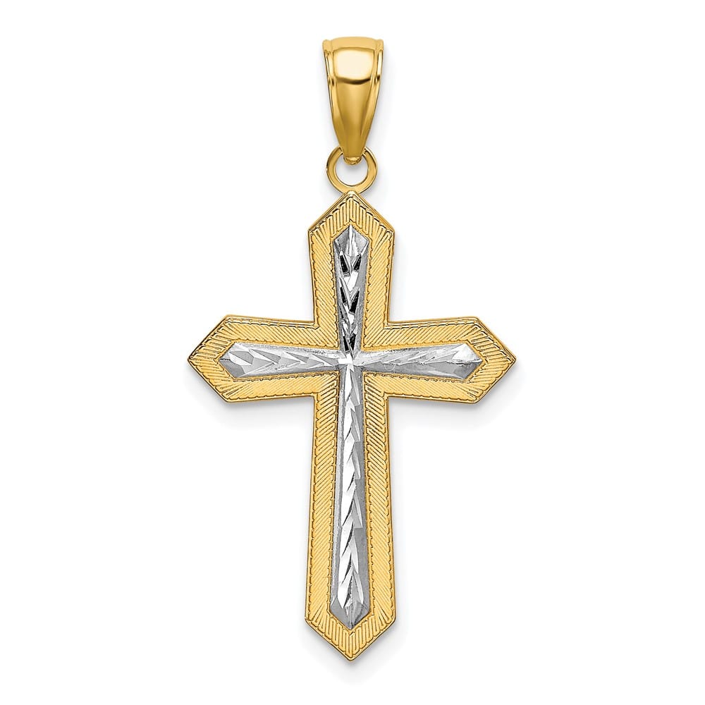 10K Yellow Gold Solid Polished D.C. Large Cross Pendant