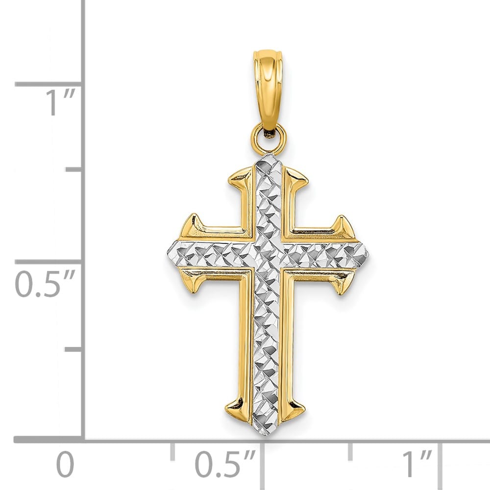 10K Yellow Gold Solid Polished D.C. Large Cross Pendant