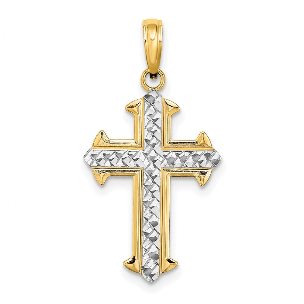 10K Yellow Gold Solid Polished D.C. Large Cross Pendant