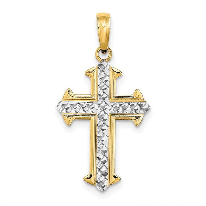 10K Yellow Gold Solid Polished D.C. Large Cross Pendant