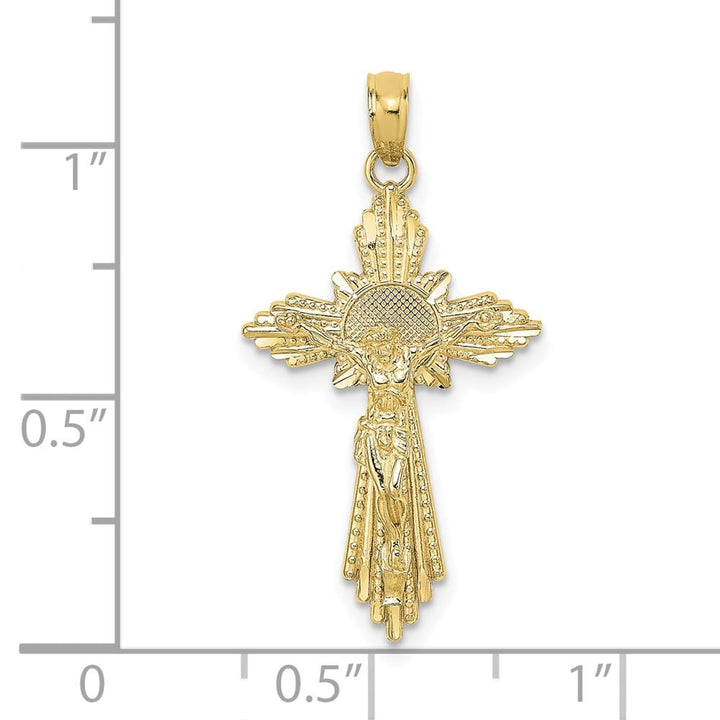 10K Yellow Gold Solid Polished D.C. Large Crucifix Charm