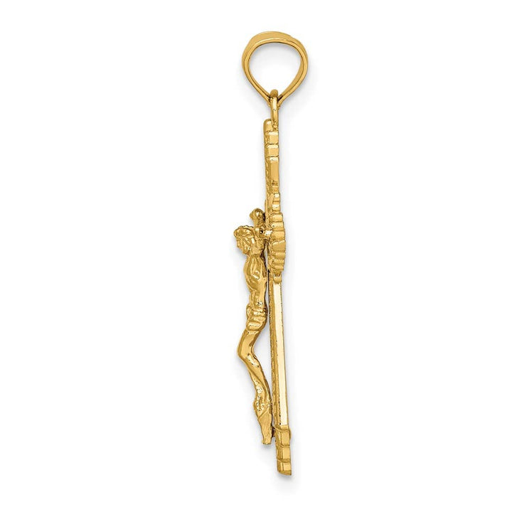 10K Yellow Gold Solid Polished D.C. Large Crucifix Charm