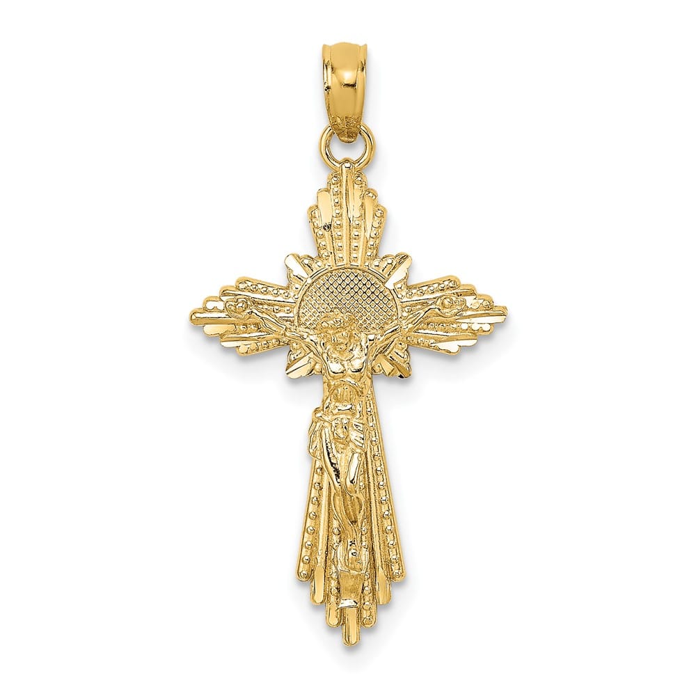 10K Yellow Gold Solid Polished D.C. Large Crucifix Charm