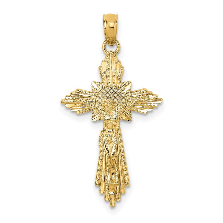 10K Yellow Gold Solid Polished D.C. Large Crucifix Charm