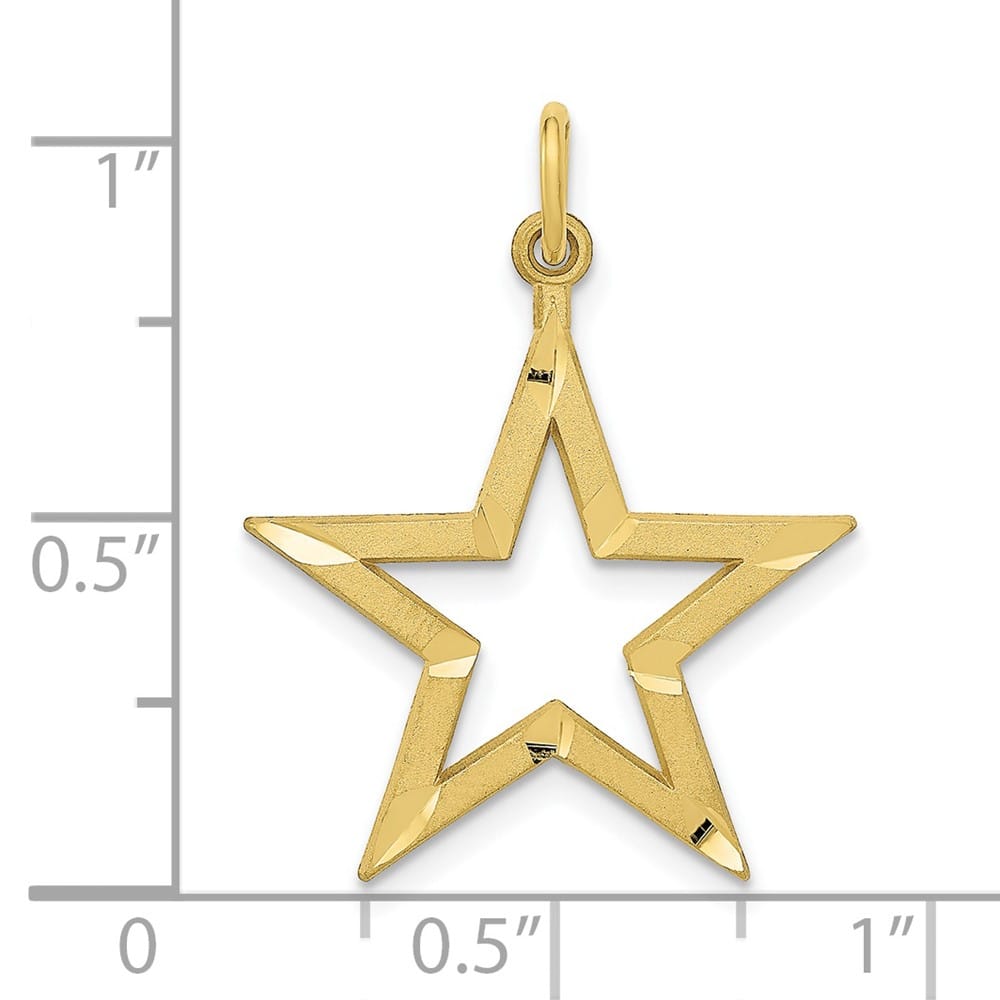 10K Yellow Gold Solid Polished D.C. Large Star Charm