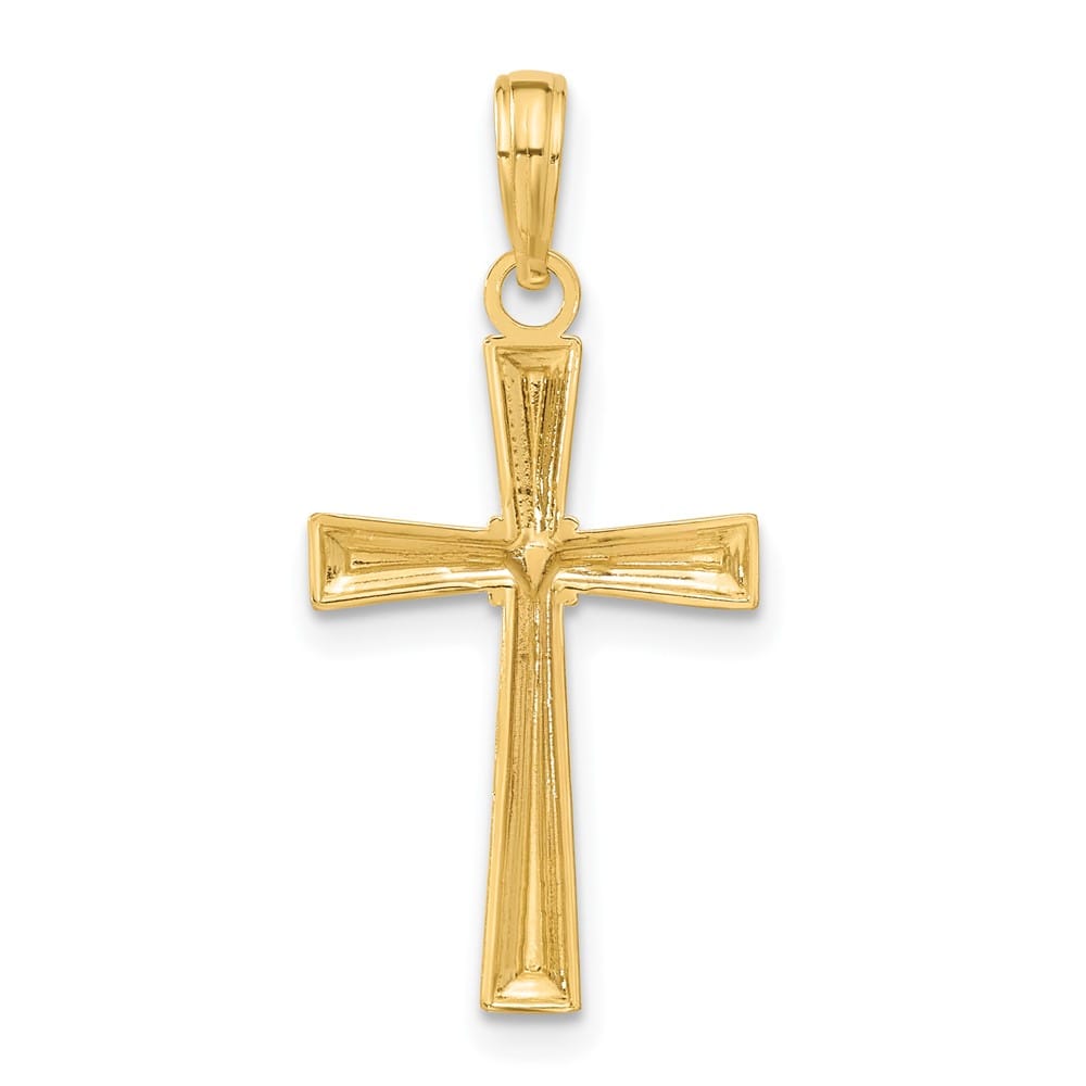 10K Yellow Gold Solid Polished D.C. Large X Center Latin Cross Pendant