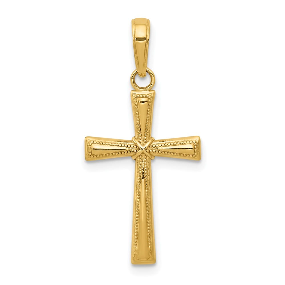 10K Yellow Gold Solid Polished D.C. Large X Center Latin Cross Pendant