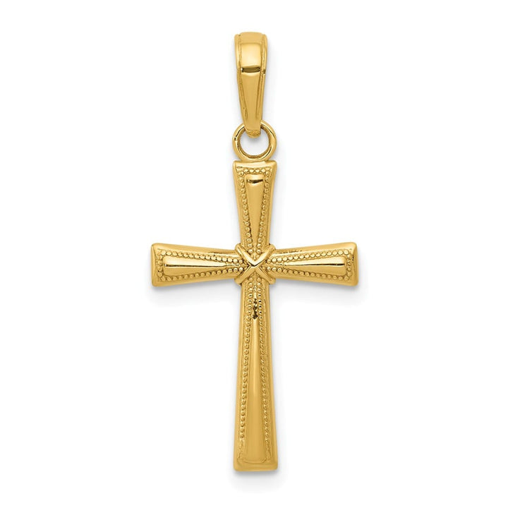10K Yellow Gold Solid Polished D.C. Large X Center Latin Cross Pendant