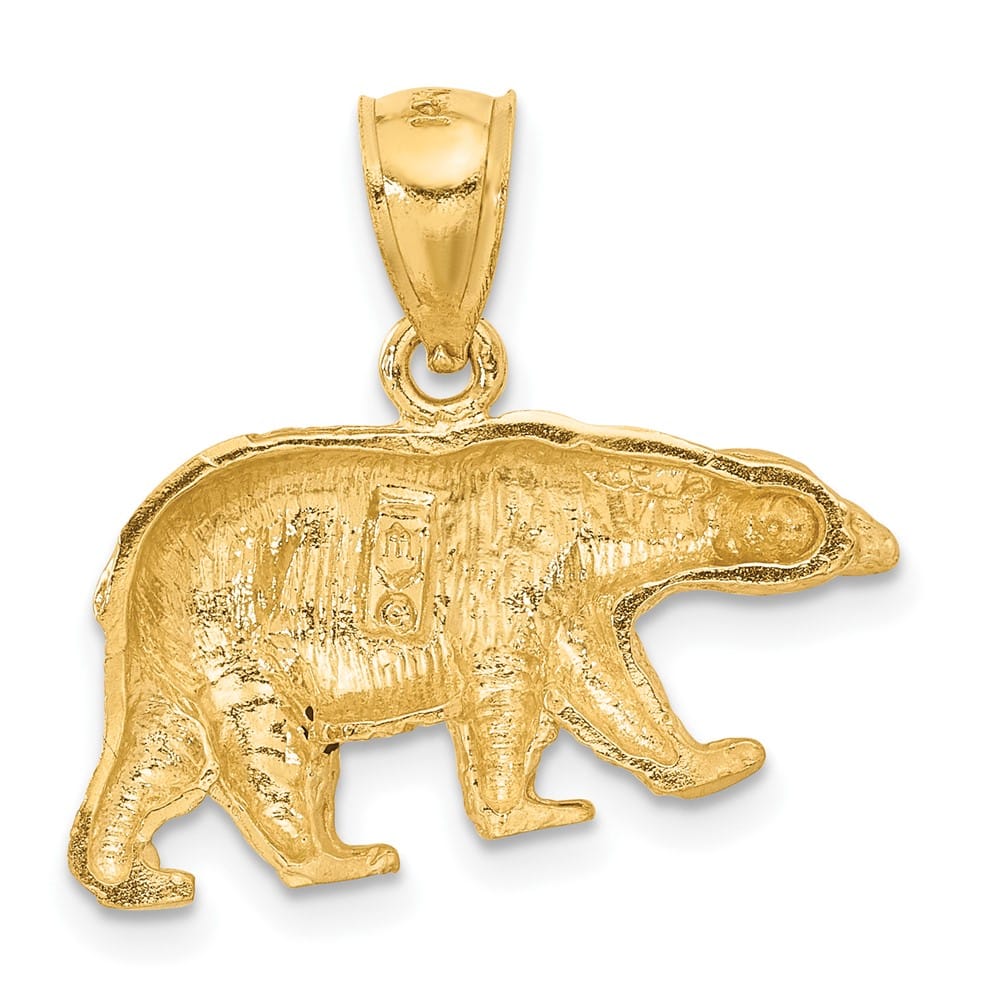 10K Yellow Gold Solid Polished D.C. Medium Bear Pendant