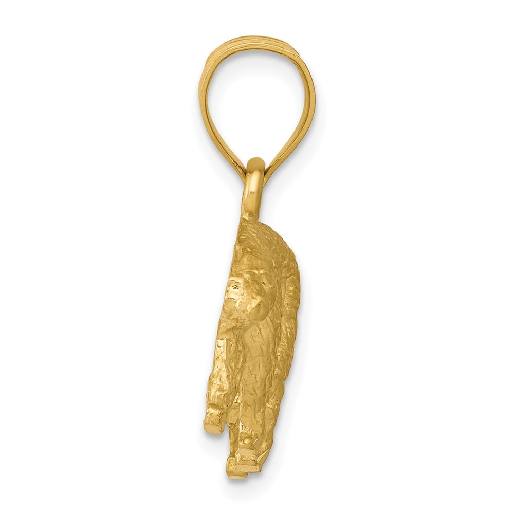 10K Yellow Gold Solid Polished D.C. Medium Bear Pendant