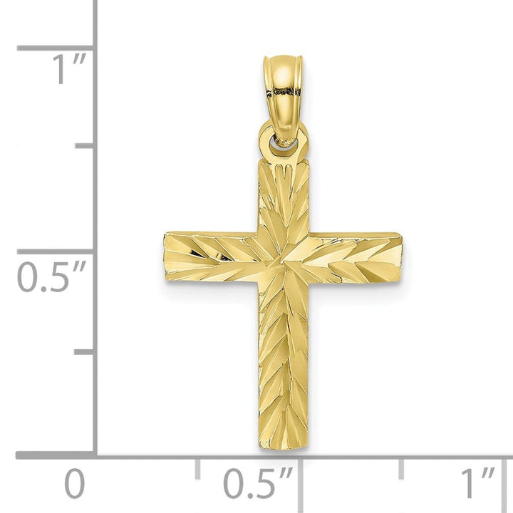 10K Yellow Gold Solid Polished D.C. Medium Block Latin Cross Charm