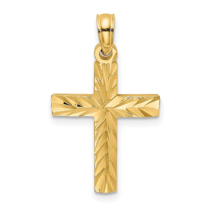10K Yellow Gold Solid Polished D.C. Medium Block Latin Cross Charm