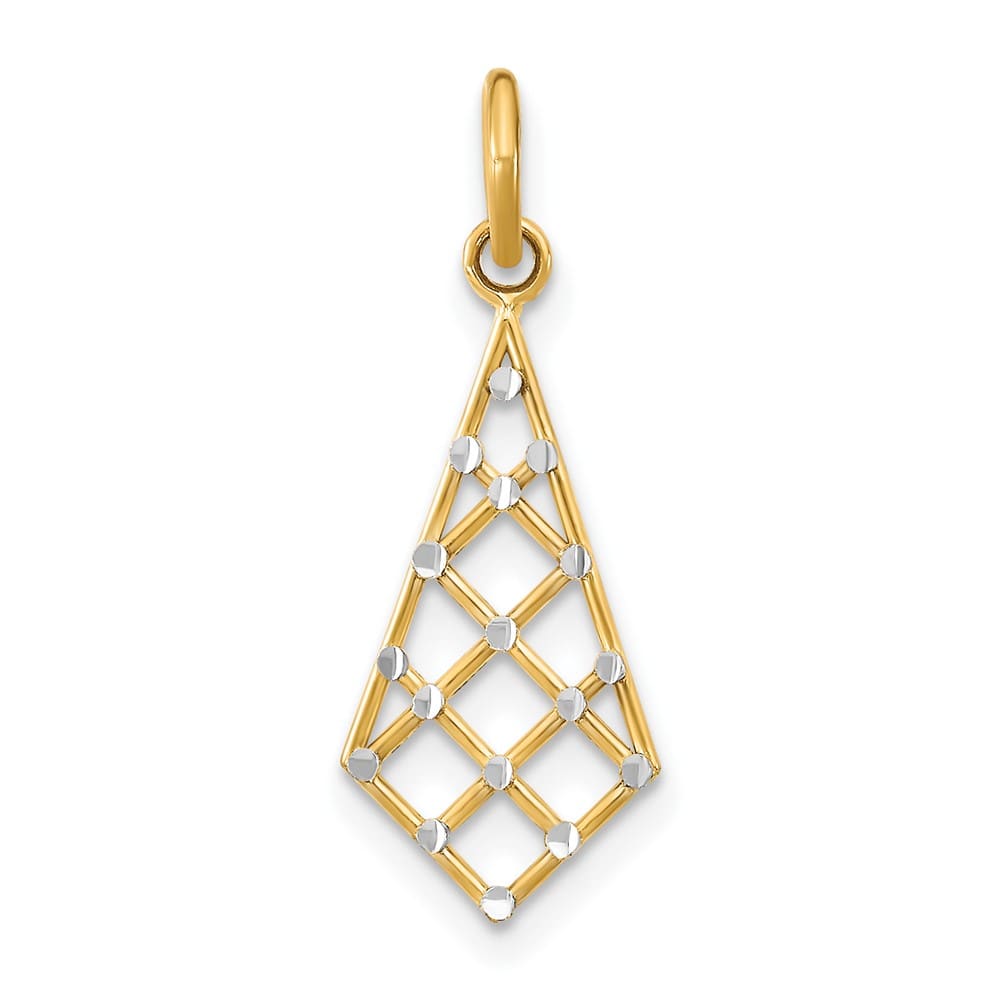 10K Yellow Gold Solid Polished D.C. Medium Criss-Cross Charm