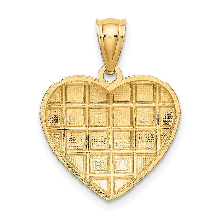 10K Yellow Gold Solid Polished D.C. Medium Filigree Heart Charm