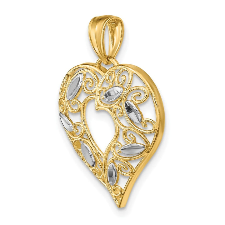 10K Yellow Gold Solid Polished D.C. Medium Filigree Heart Charm