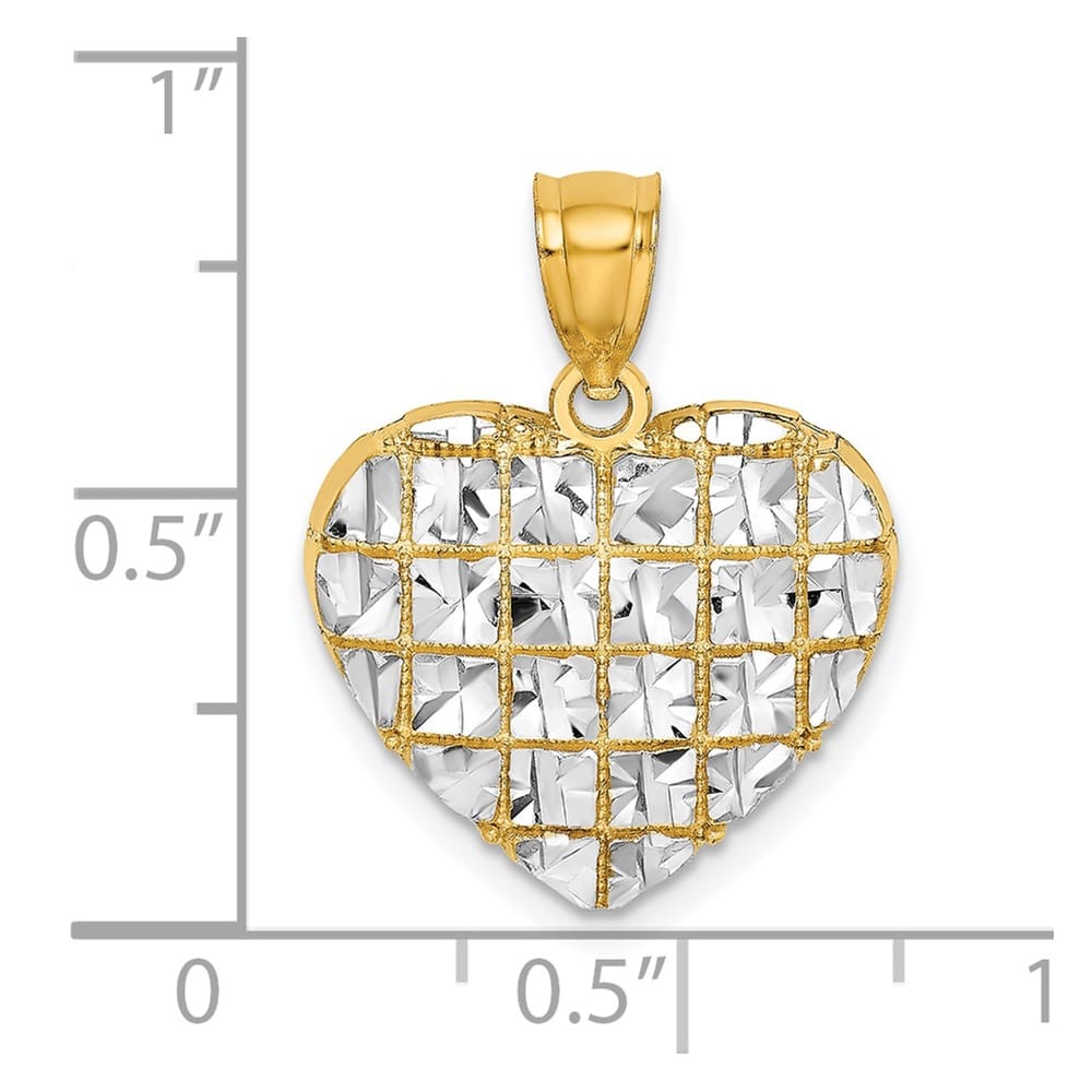 10K Yellow Gold Solid Polished D.C. Medium Filigree Heart Charm