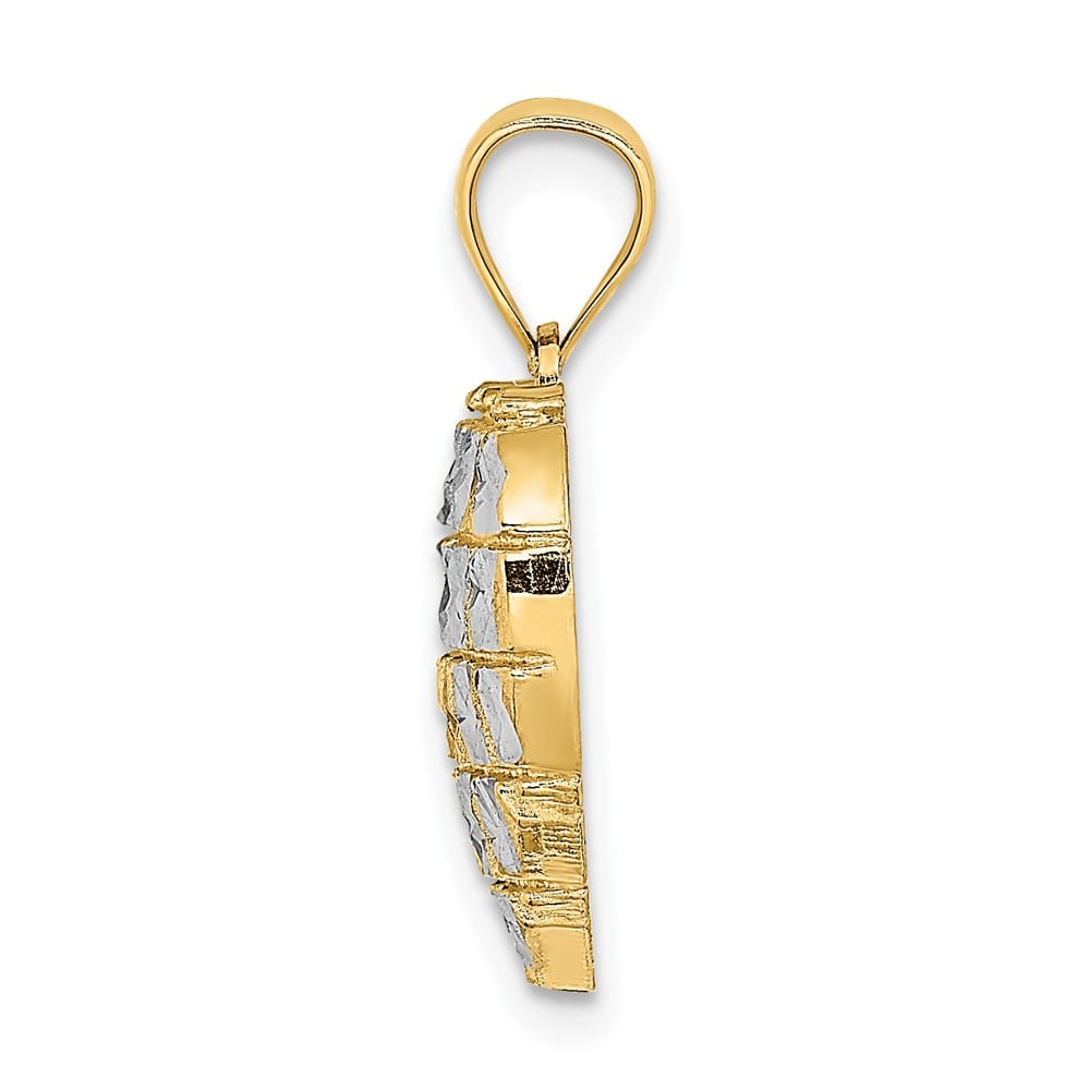 10K Yellow Gold Solid Polished D.C. Medium Filigree Heart Charm