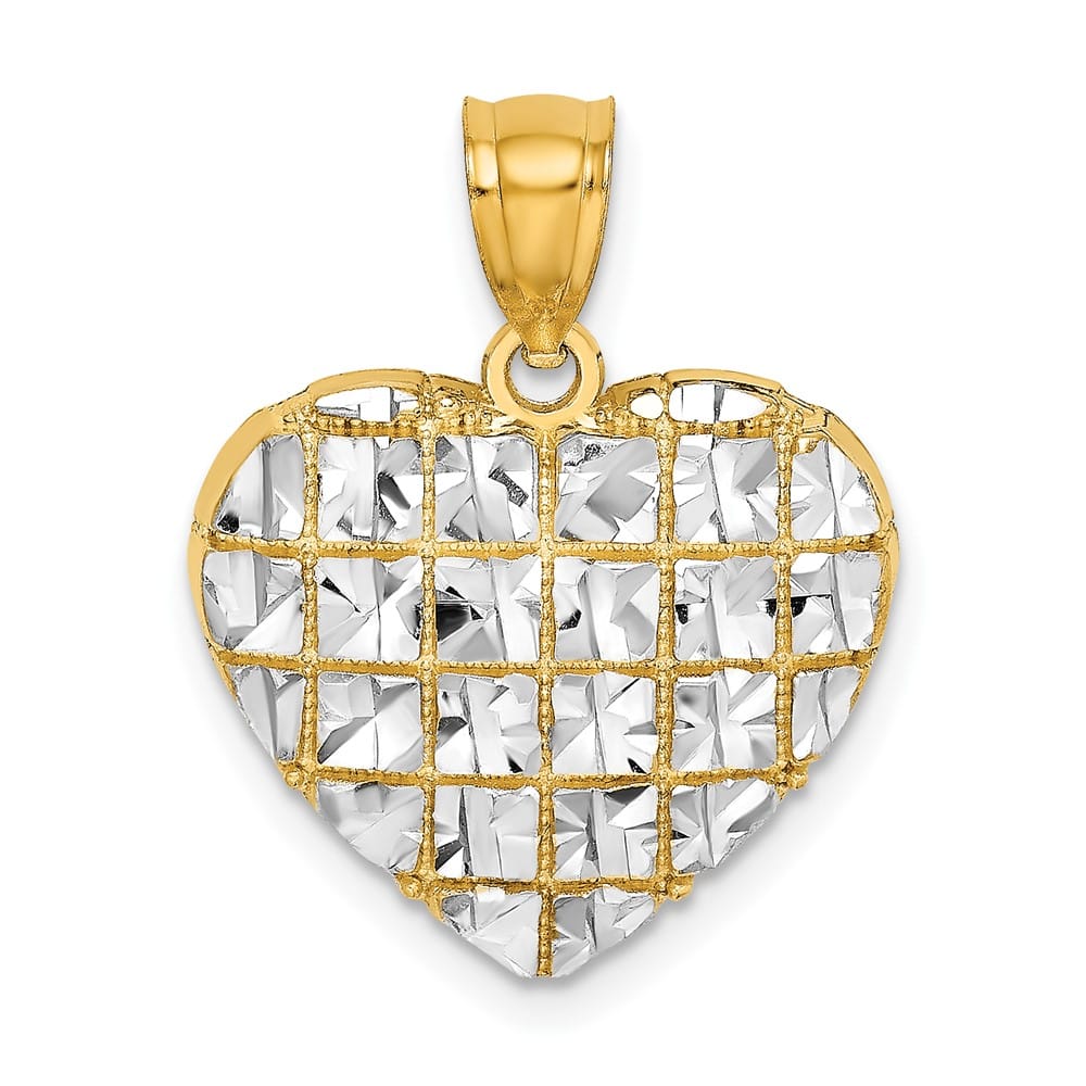 10K Yellow Gold Solid Polished D.C. Medium Filigree Heart Charm