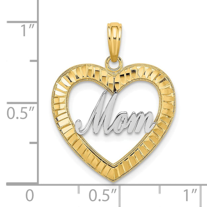 10K Yellow Gold Solid Polished D.C. Medium Heart Frame MOM Charm