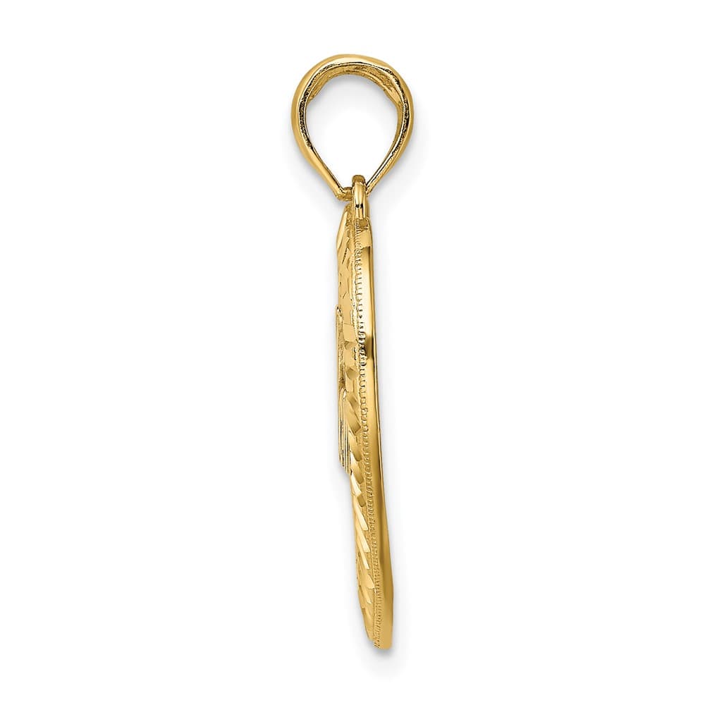 10K Yellow Gold Solid Polished D.C. Medium Heart Frame MOM Charm