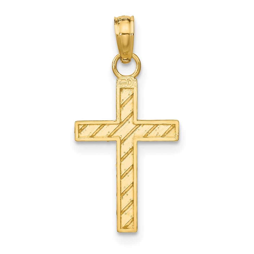 10K Yellow Gold Solid Polished D.C. Medium Latin Cross Pendant