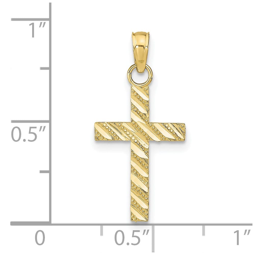 10K Yellow Gold Solid Polished D.C. Medium Latin Cross Pendant