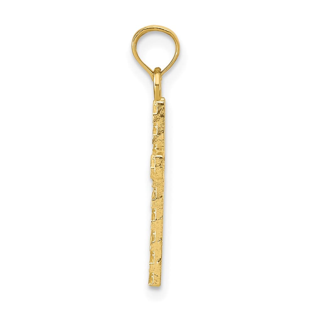 10K Yellow Gold Solid Polished D.C. Medium Latin Cross Pendant