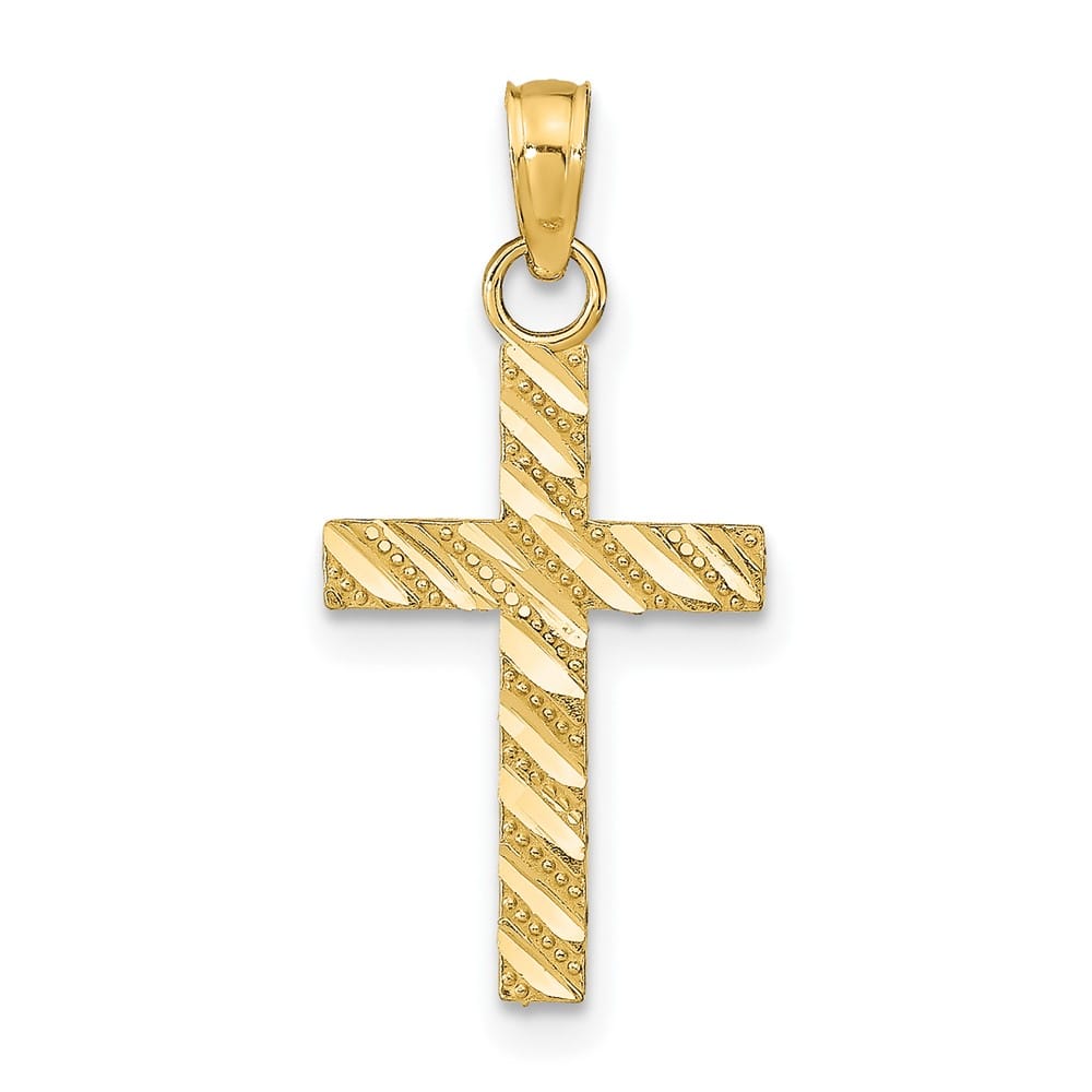 10K Yellow Gold Solid Polished D.C. Medium Latin Cross Pendant