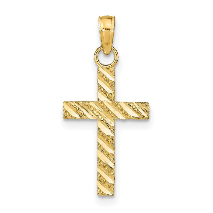 10K Yellow Gold Solid Polished D.C. Medium Latin Cross Pendant
