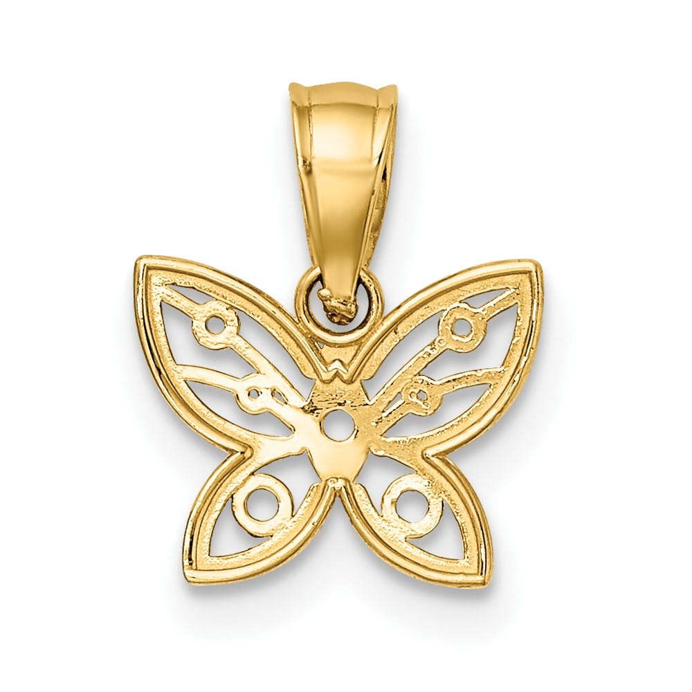 10K Yellow Gold Solid Polished D.C. Small Butterfly Charm