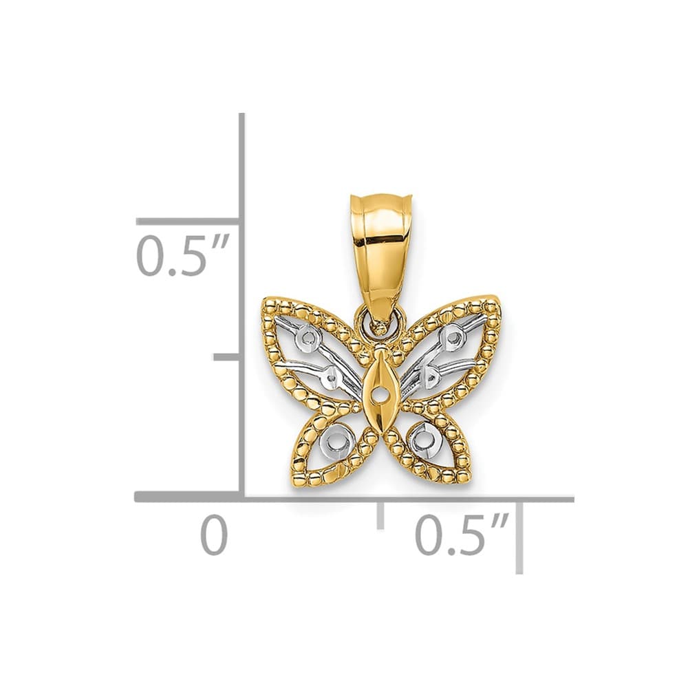 10K Yellow Gold Solid Polished D.C. Small Butterfly Charm