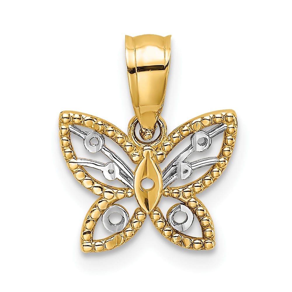 10K Yellow Gold Solid Polished D.C. Small Butterfly Charm