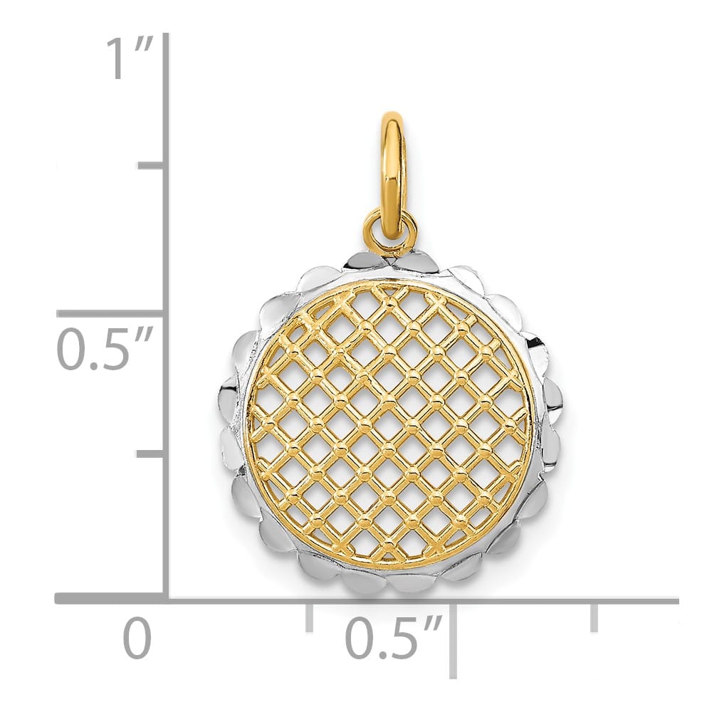 10K Yellow Gold Solid Polished D.C. Small Sunflower Pendant Charm