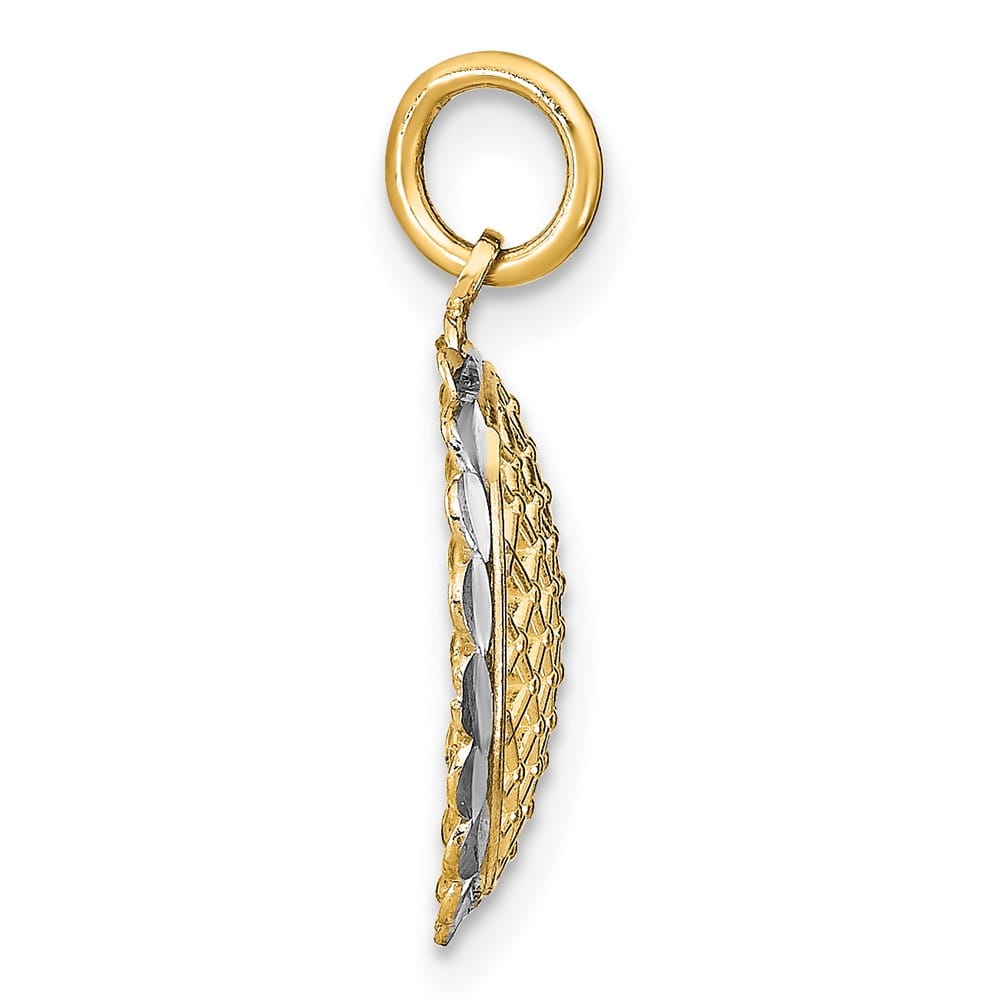 10K Yellow Gold Solid Polished D.C. Small Sunflower Pendant Charm