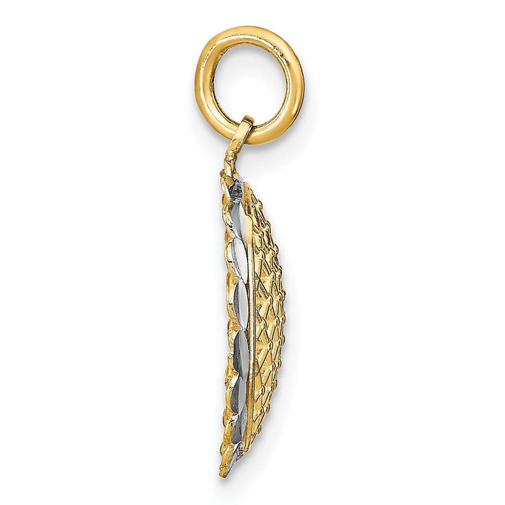 10K Yellow Gold Solid Polished D.C. Small Sunflower Pendant Charm
