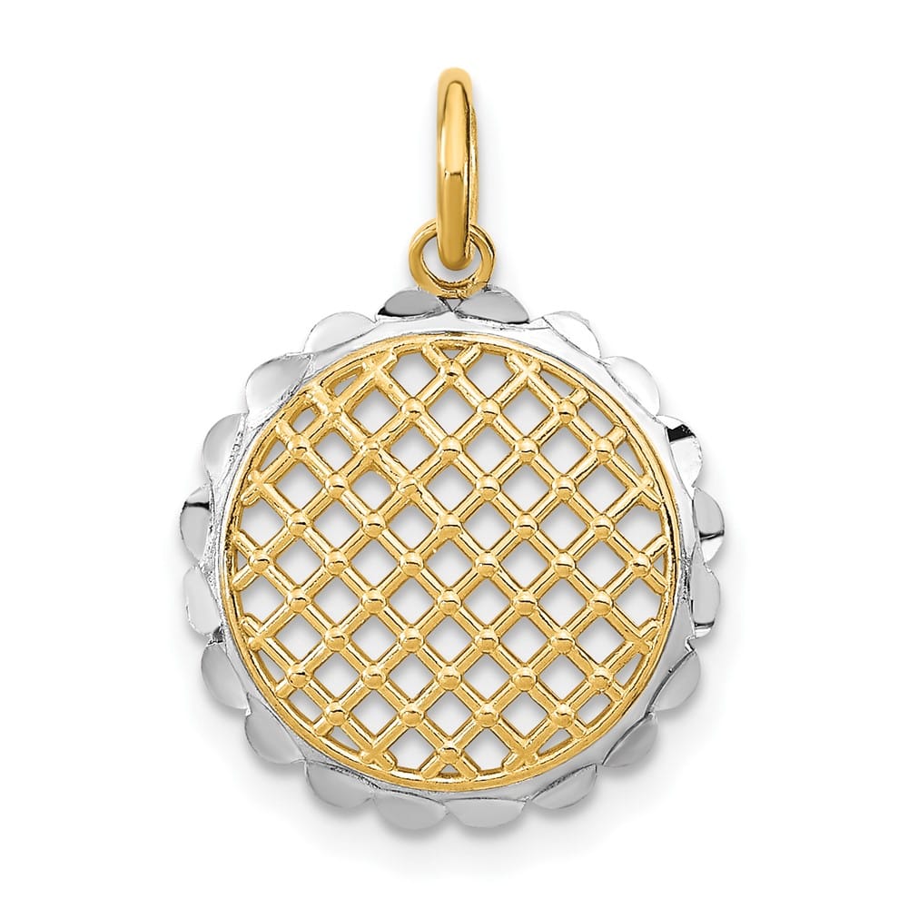 10K Yellow Gold Solid Polished D.C. Small Sunflower Pendant Charm