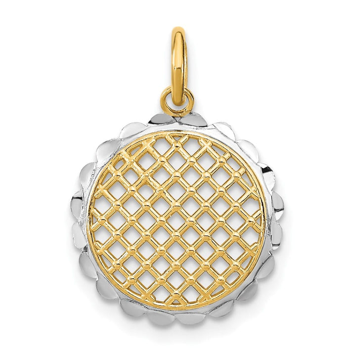 10K Yellow Gold Solid Polished D.C. Small Sunflower Pendant Charm