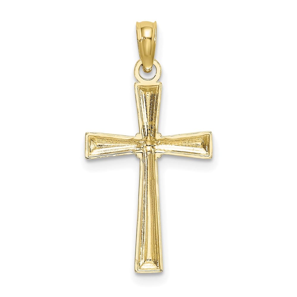 10K Yellow Gold Solid Polished D.C. Textured Medium Latin Cross Charm