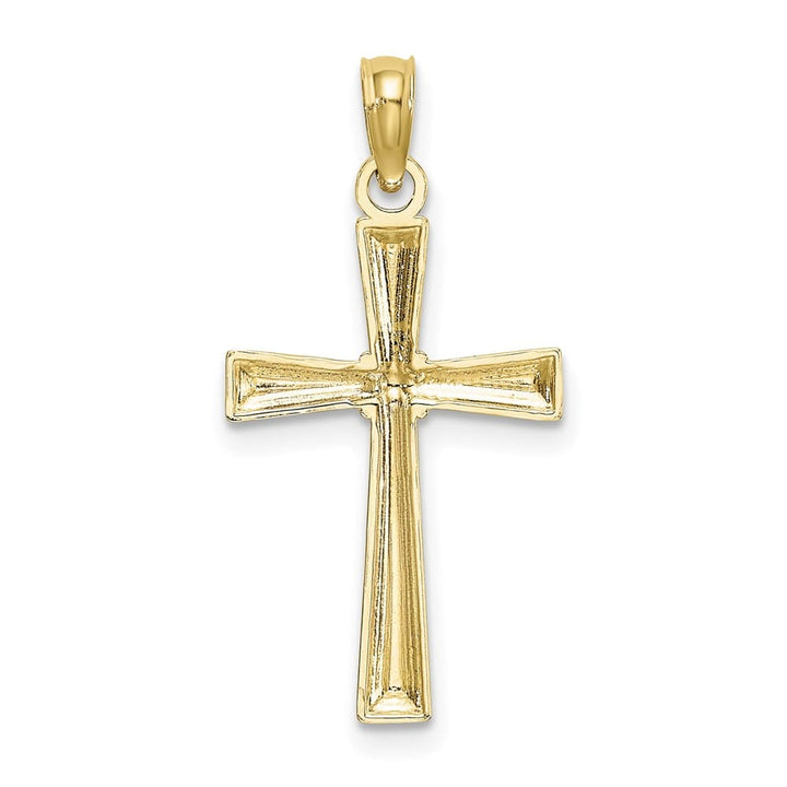 10K Yellow Gold Solid Polished D.C. Textured Medium Latin Cross Charm