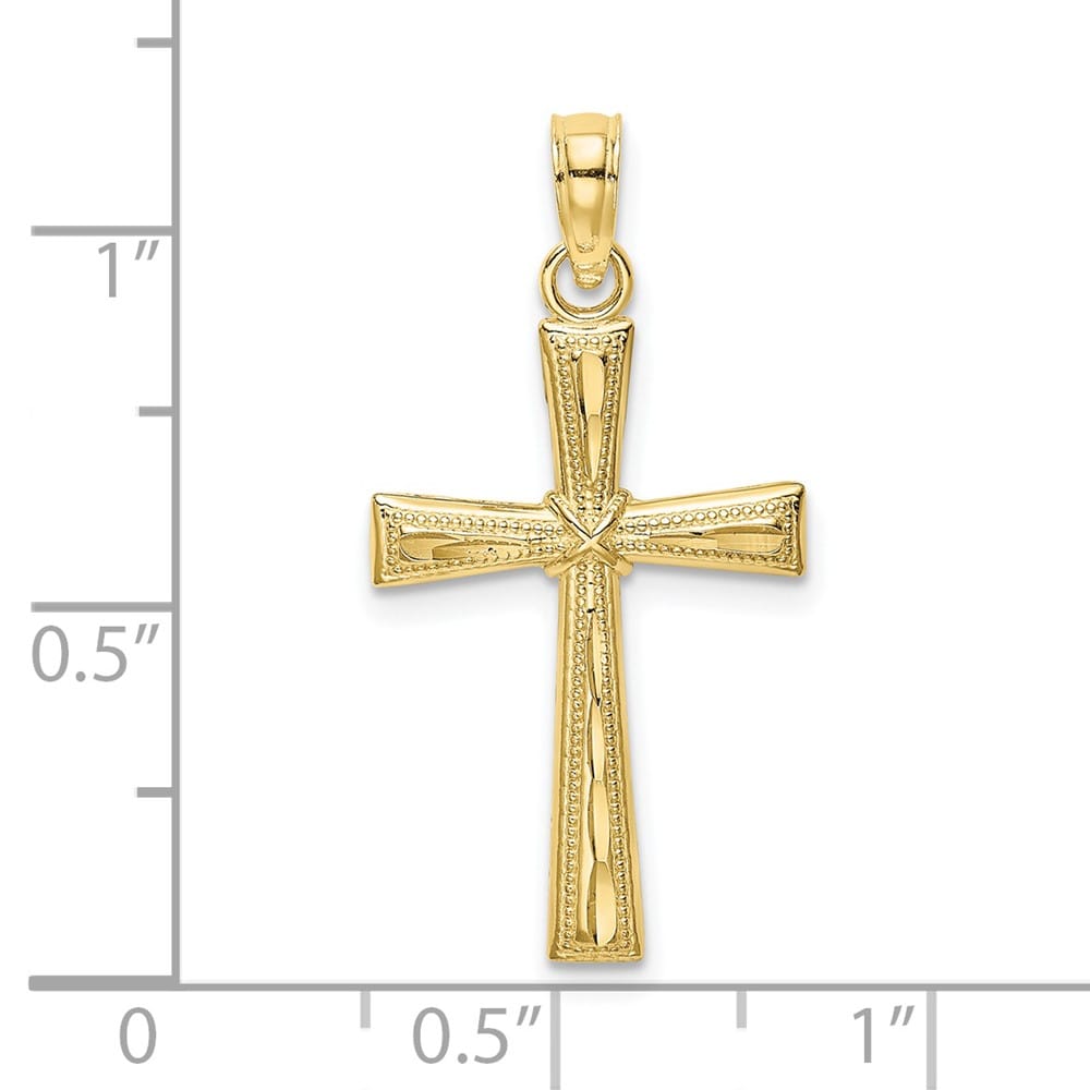 10K Yellow Gold Solid Polished D.C. Textured Medium Latin Cross Charm