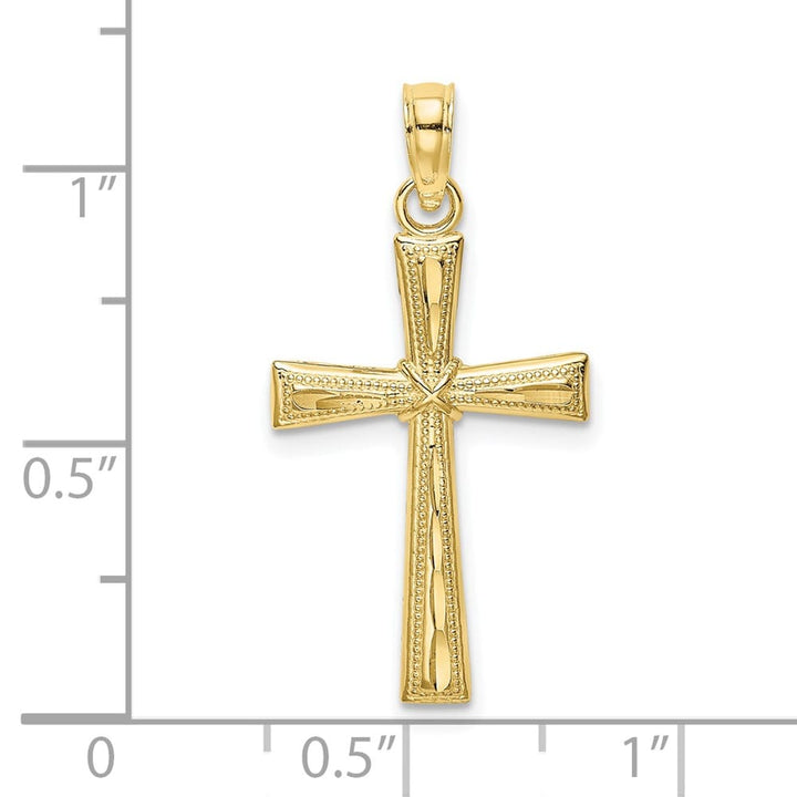 10K Yellow Gold Solid Polished D.C. Textured Medium Latin Cross Charm